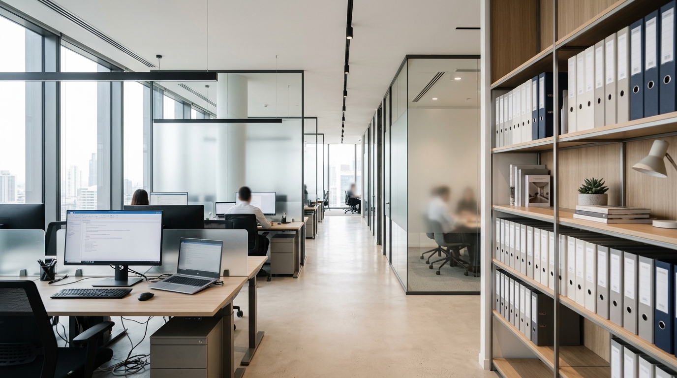 Operations office at industrial recycling facility